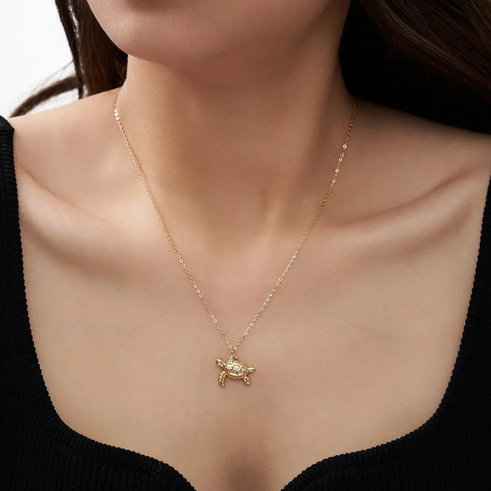 Sea Turtle Charm Necklace | 925 Sterling Silver Turtle Necklace