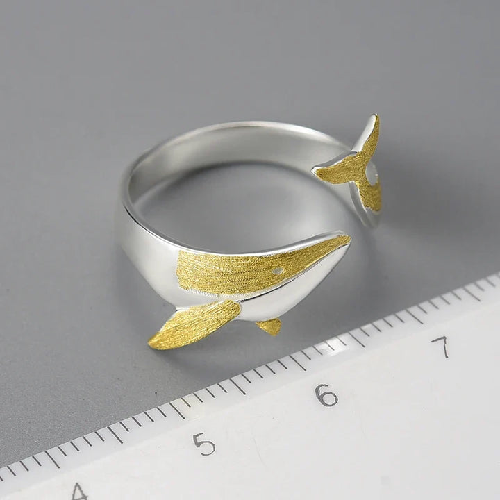 Golden Whale 925 Sterling Silver Ring
