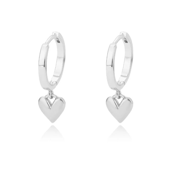Dainty Heart Dangle Huggie Hoop Earrings