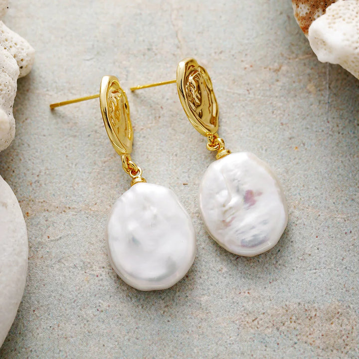 Textured Baroque Pearl Drop Earrings