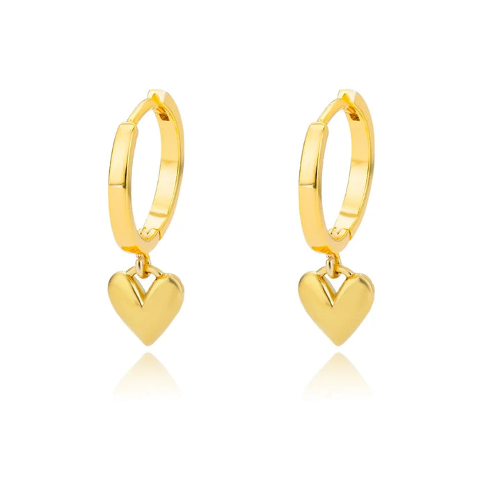 Dainty Heart Dangle Huggie Hoop Earrings
