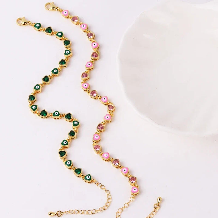 18k Heart Evil Eye Bracelets