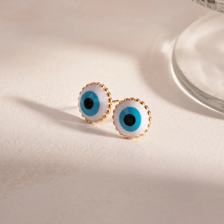 18k Minimal Evil Eye Earrings