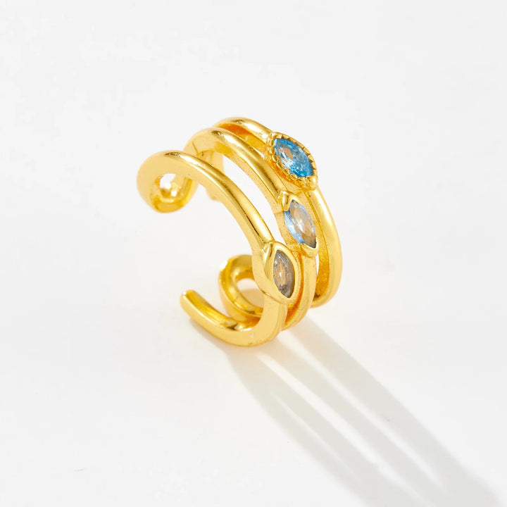 Aqua Twist 925 Sterling Silver Ear Cuff