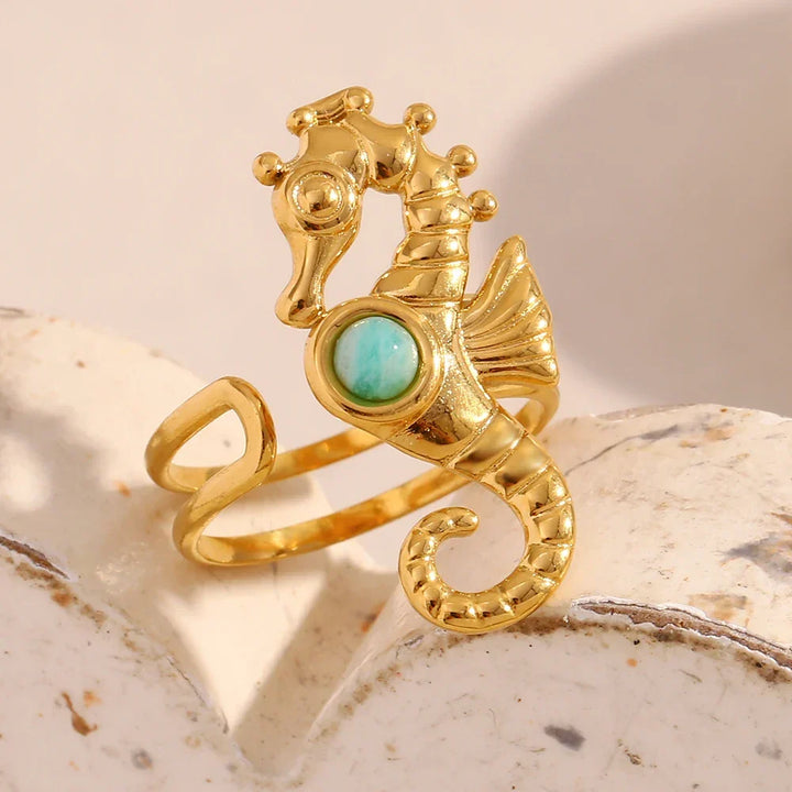Ocean Whisper Seahorse Accent Ring