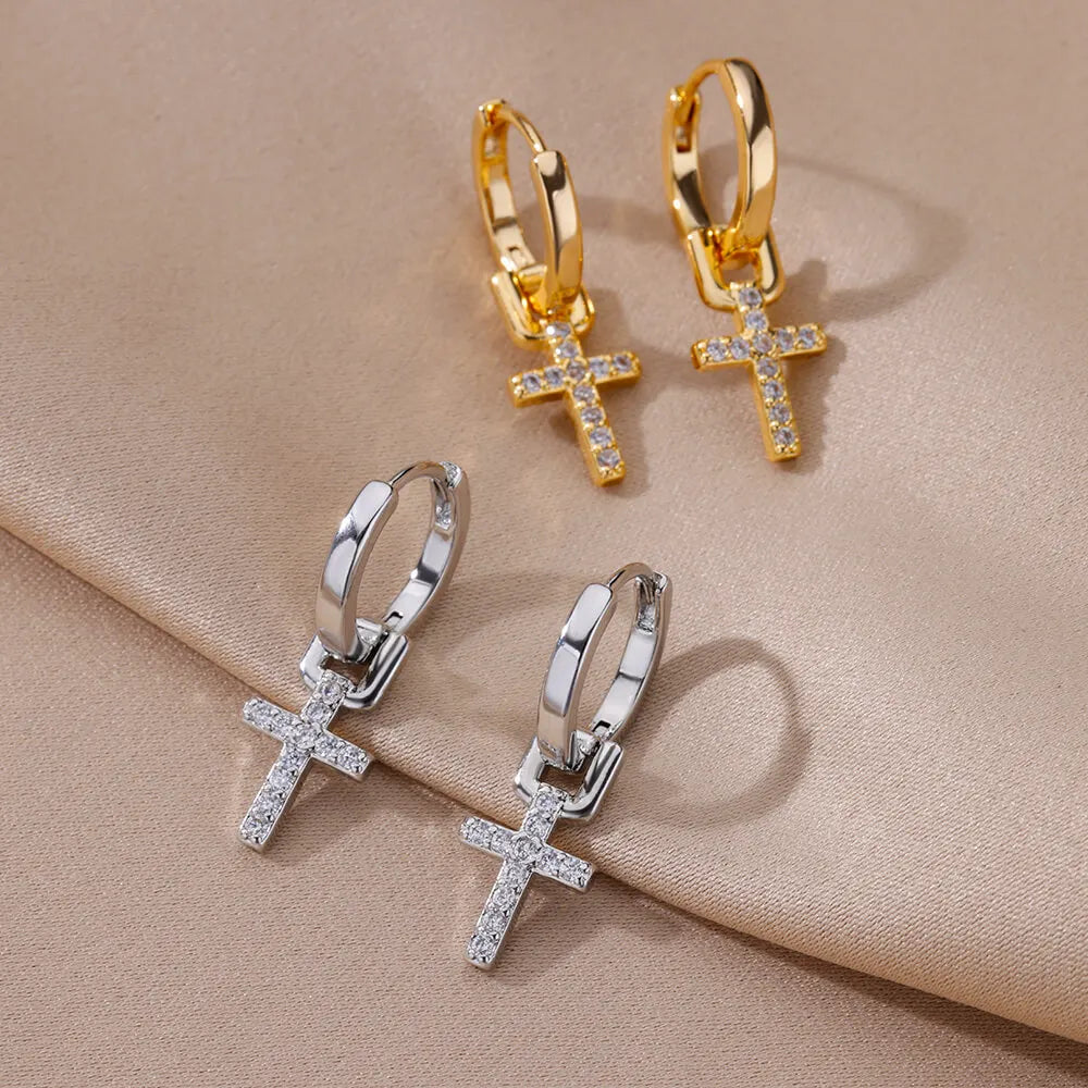 Selah Cross Charm Hoops