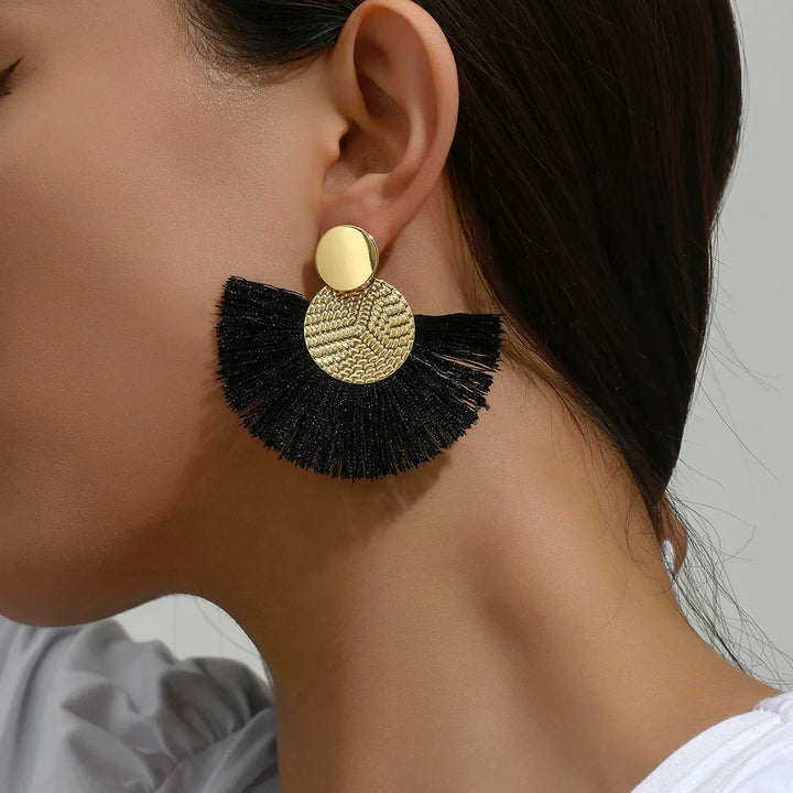 Velora Resort Chic Fan Tassel Earrings