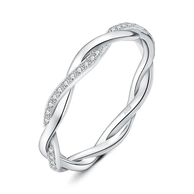 Twisted Moissanite Wave Ring 925 Sterling Silver | D Color VVS Eternity Ring