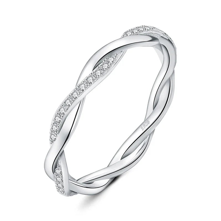 Twisted Moissanite Wave Ring 925 Sterling Silver | D Color VVS Eternity Ring