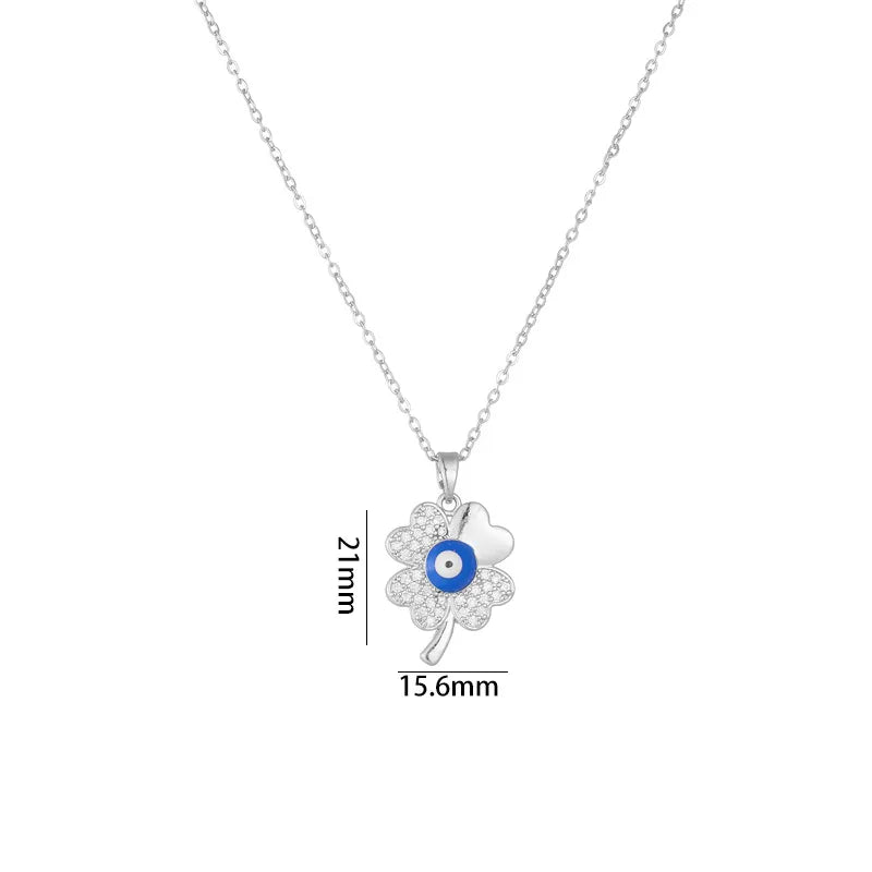 Evil Eye Lucky Clover Necklace