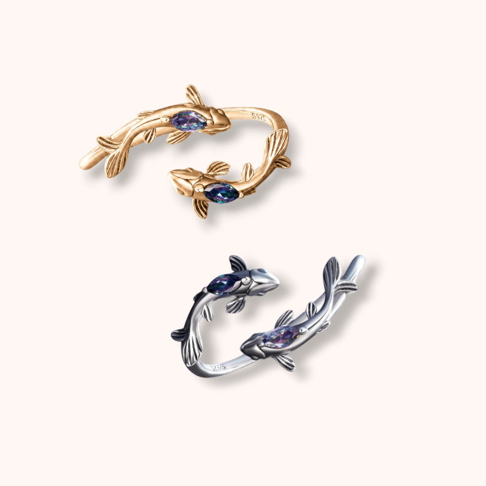 Double Koi 925 Sterling Silver Ring
