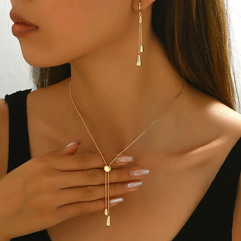Zorelle Sleek Black Strand Pendant Jewelry Set