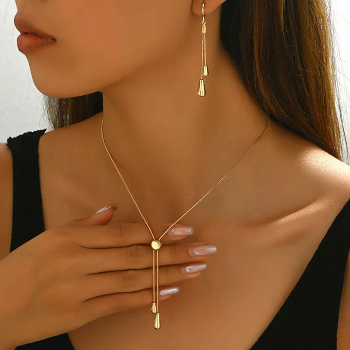 Zorelle Sleek Black Strand Pendant Jewelry Set