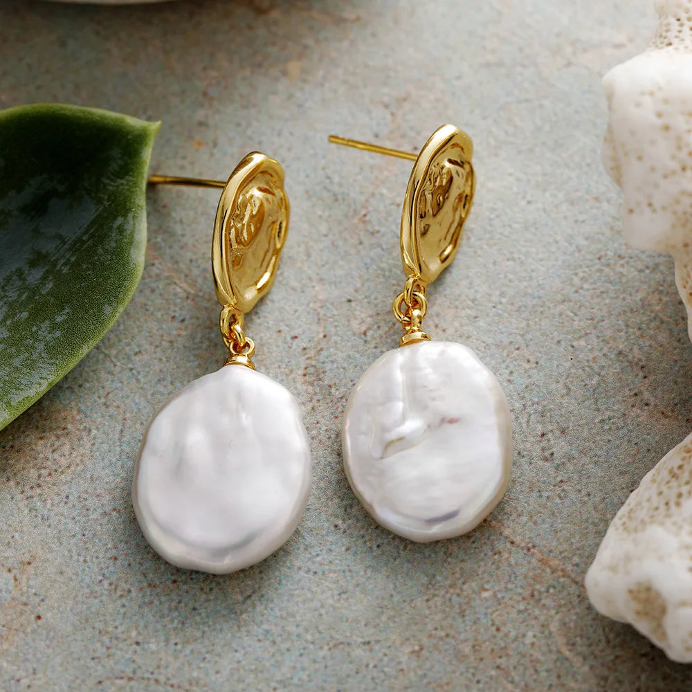 Textured Baroque Pearl Drop Earrings