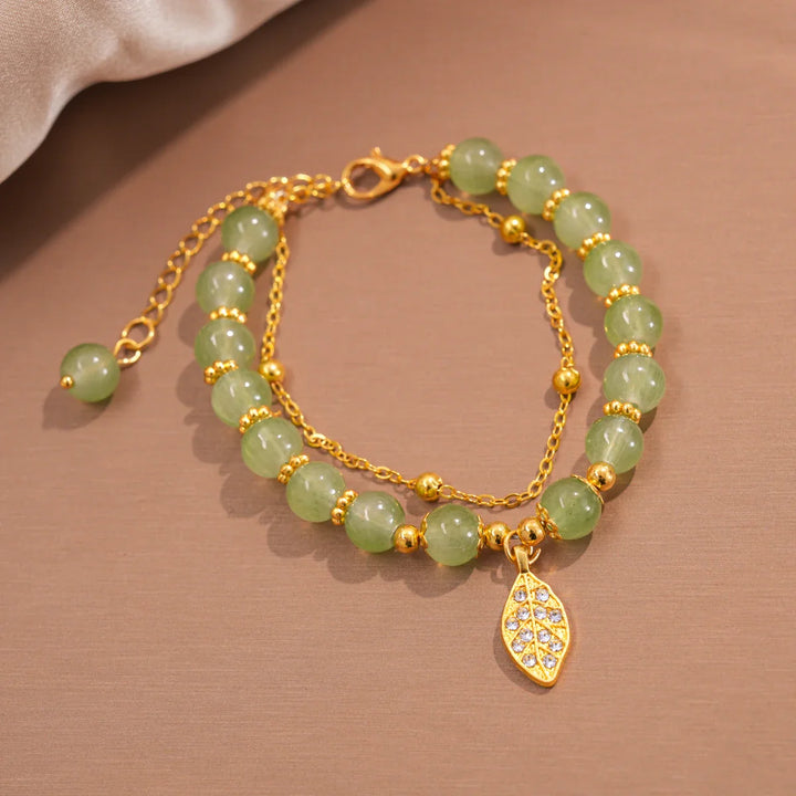 Valeria Gold Leaf Jade Bracelet