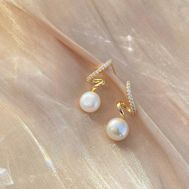 Calista Spiral Pearl Statement Earrings