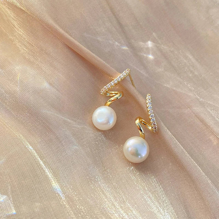 Calista Spiral Pearl Statement Earrings