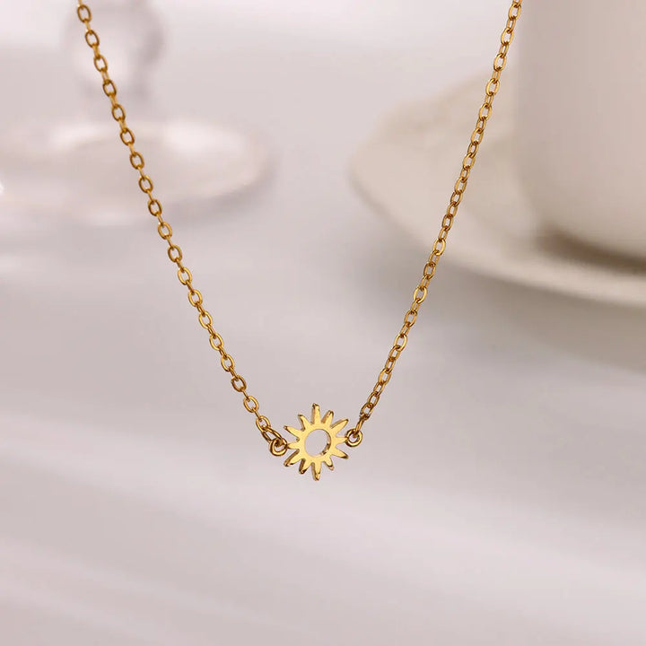Hollow Sunburst Pendant Necklace