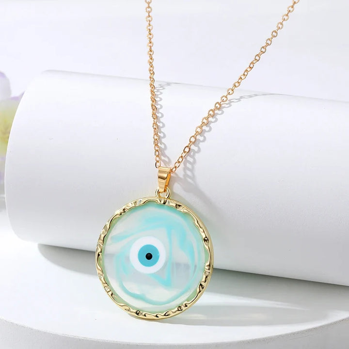 Round Pendant Evil Eye Necklace