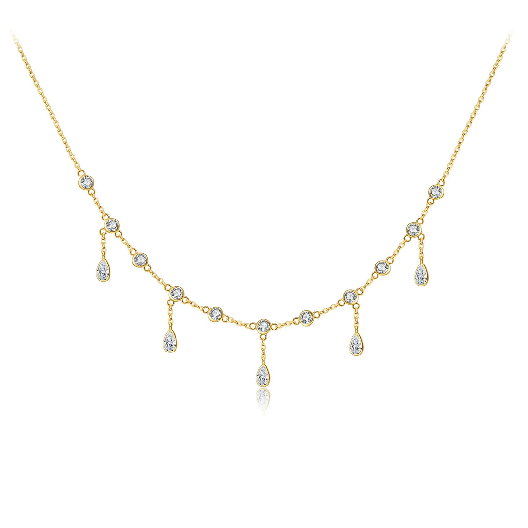 Teardrop Crystal Y Necklace 925 Sterling Silver | Dainty Drop Necklace
