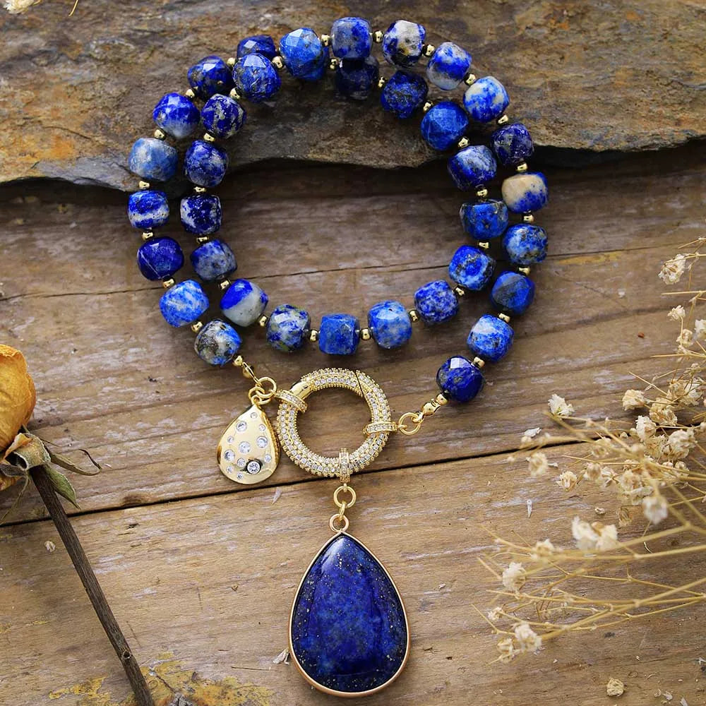 Lapis Lazuli Pavé Statement Necklace