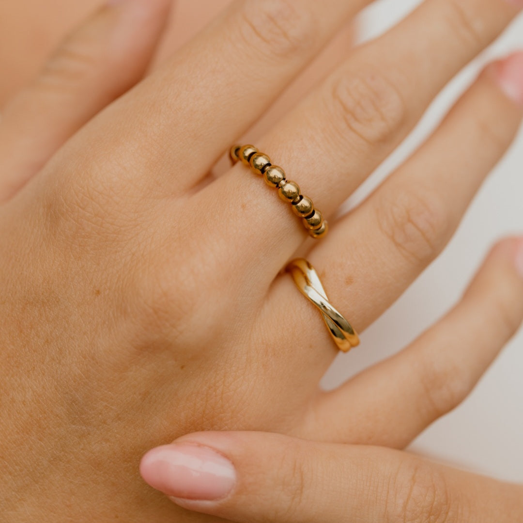 Fidget antistress ring in 18 karat gold-plated stainless steel