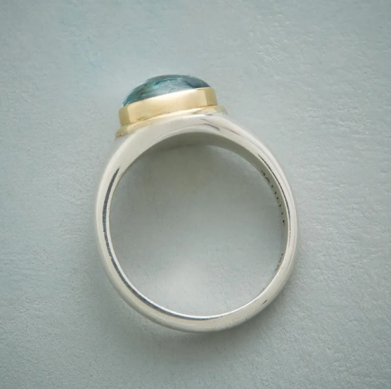 Green Diamond Ring in Silver