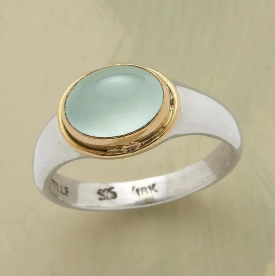Green Diamond Ring in Silver