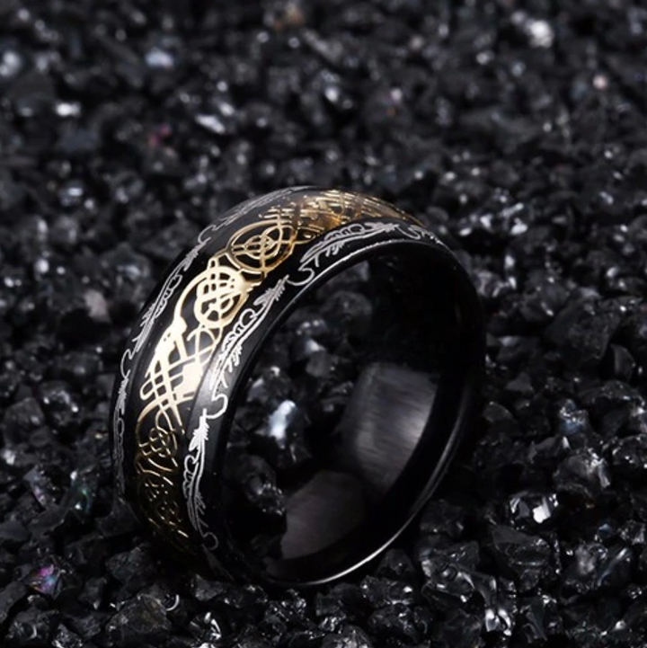 Dragon Ring - Gold/Gold & Black