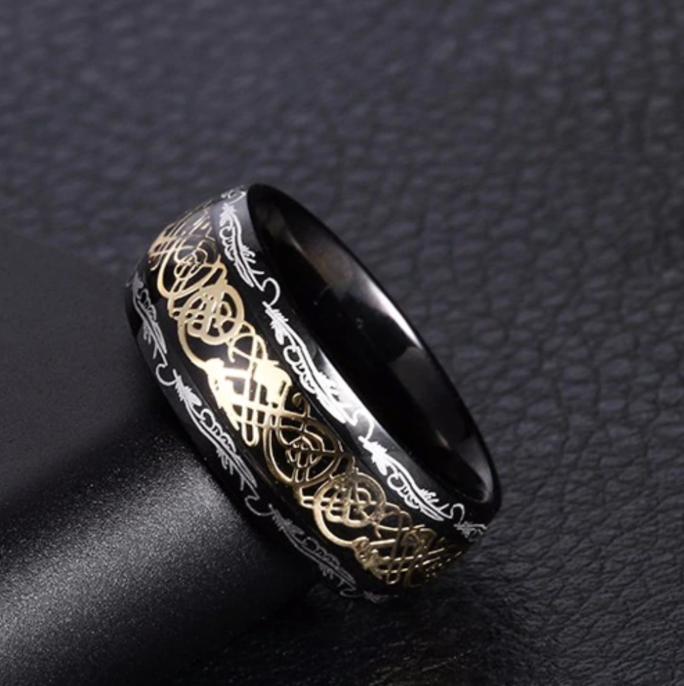 Dragon Ring - Gold/Gold & Black