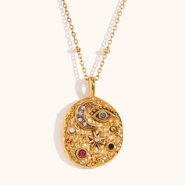 Crinkly Celestial Harmony Necklace - 18k Gold Plated