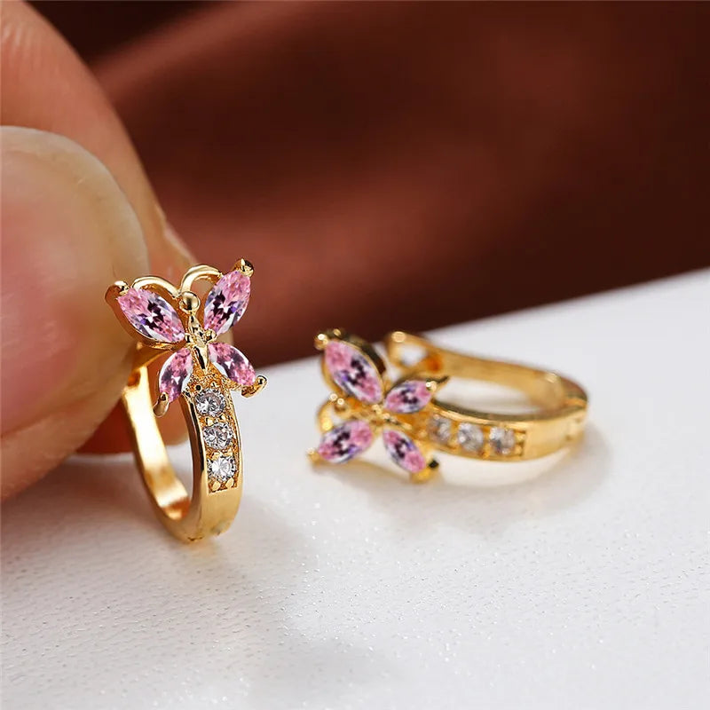 CRYSTAL BUTTERFLY HOOPS