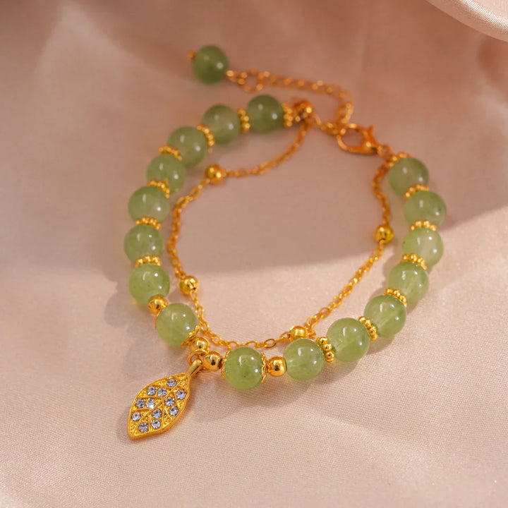 Valeria Gold Leaf Jade Bracelet