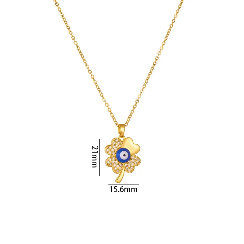 Evil Eye Lucky Clover Necklace