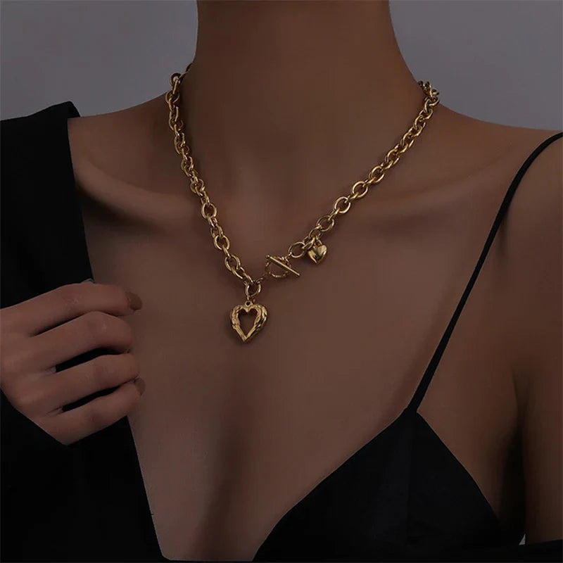 Textured Heart Toggle Necklace