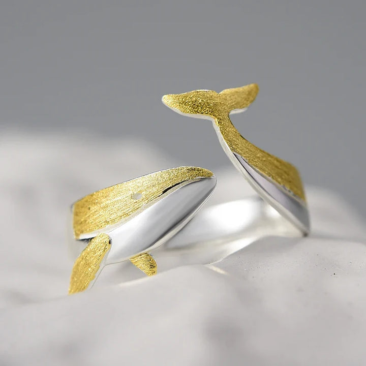 Golden Whale 925 Sterling Silver Ring