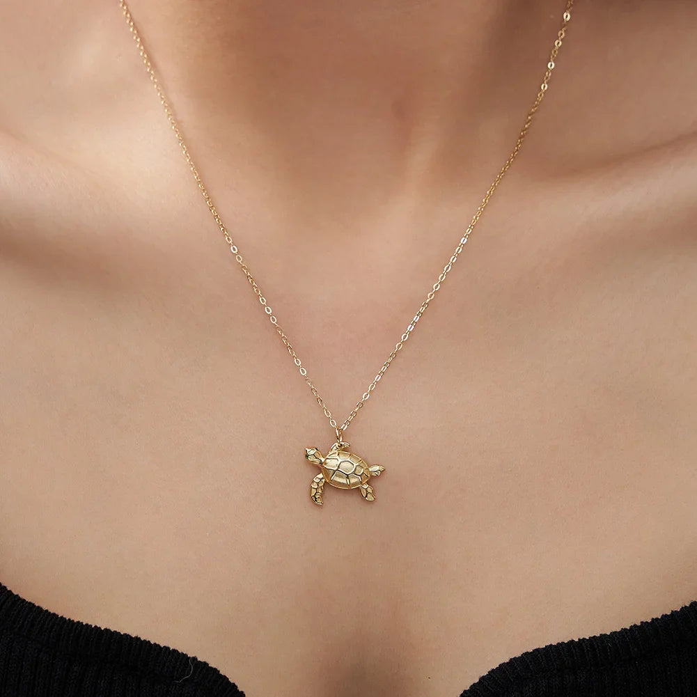 Sea Turtle Charm Necklace | 925 Sterling Silver Turtle Necklace