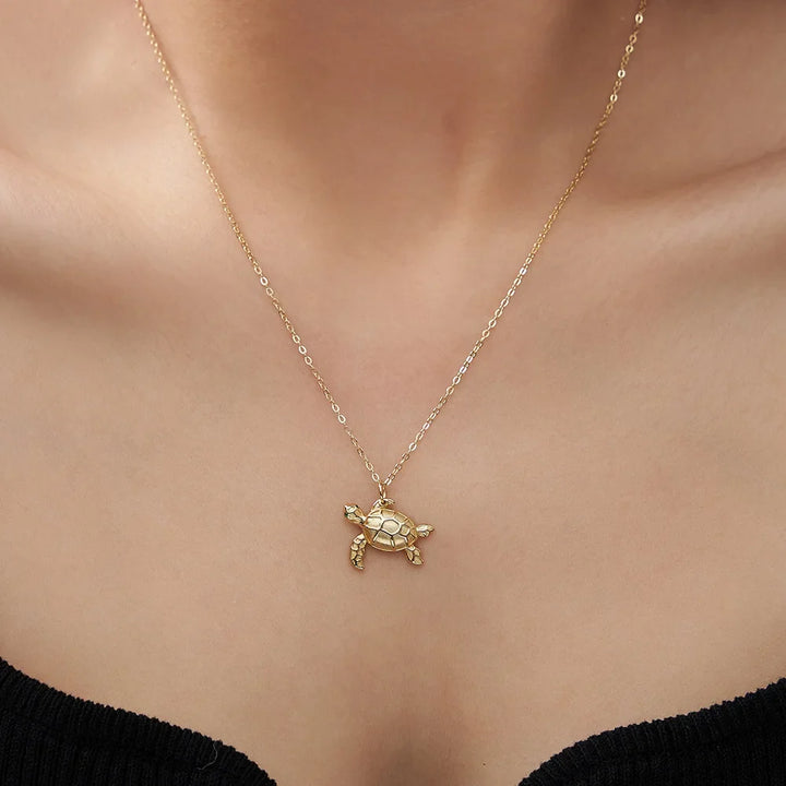 Sea Turtle Charm Necklace | 925 Sterling Silver Turtle Necklace