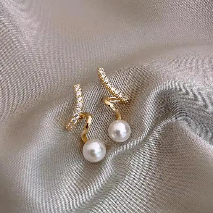 Calista Spiral Pearl Statement Earrings