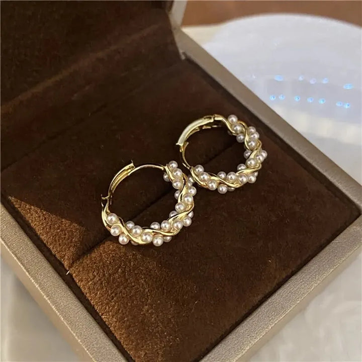 Natalia Textured Pearl Hoops