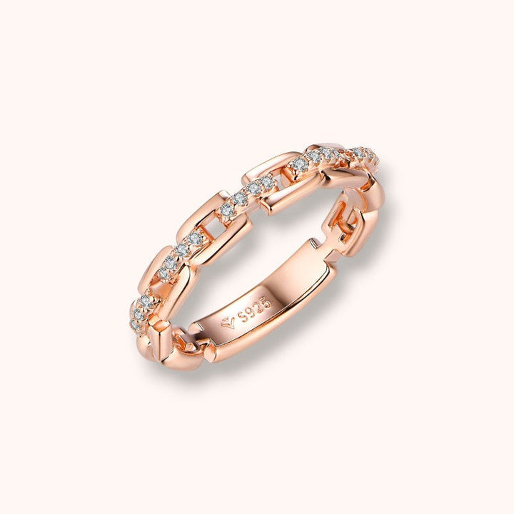 Moissanite Chain Link 925 Sterling Silver Ring | D Color VVS1