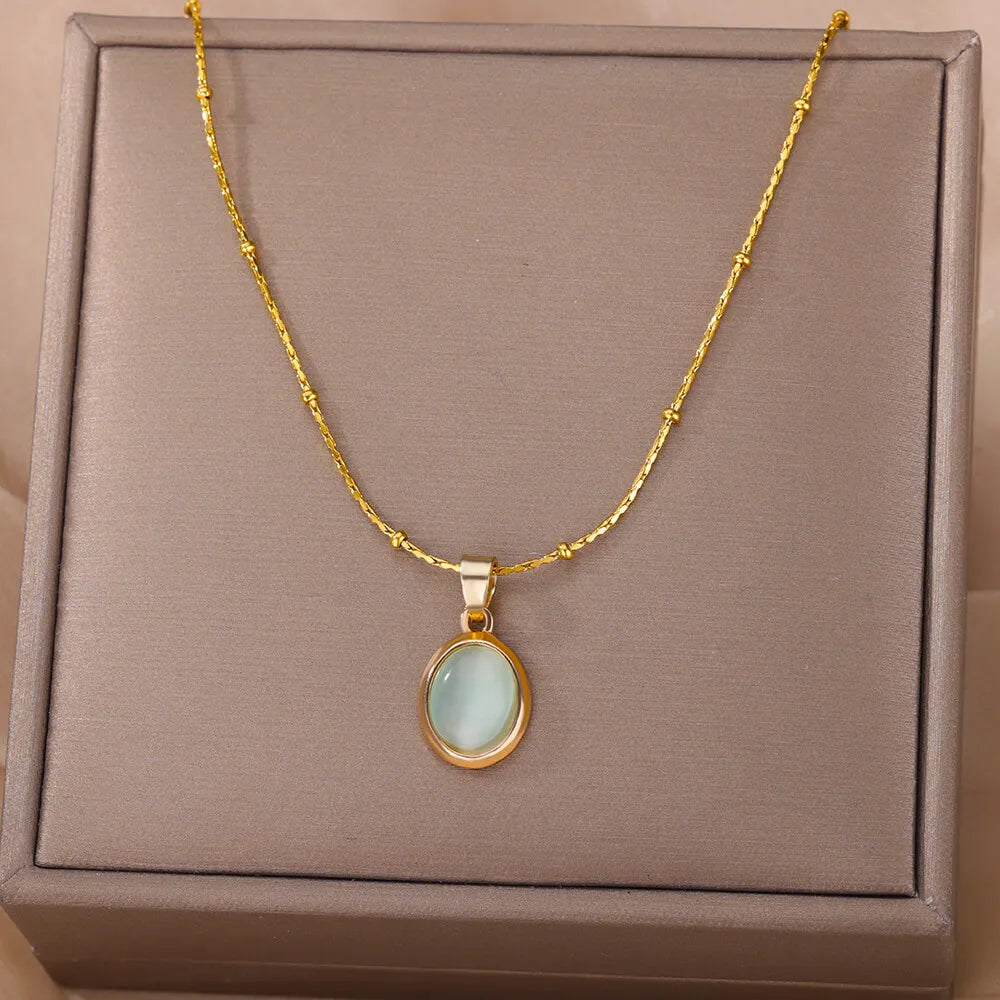 Elise Oval Stone Necklace