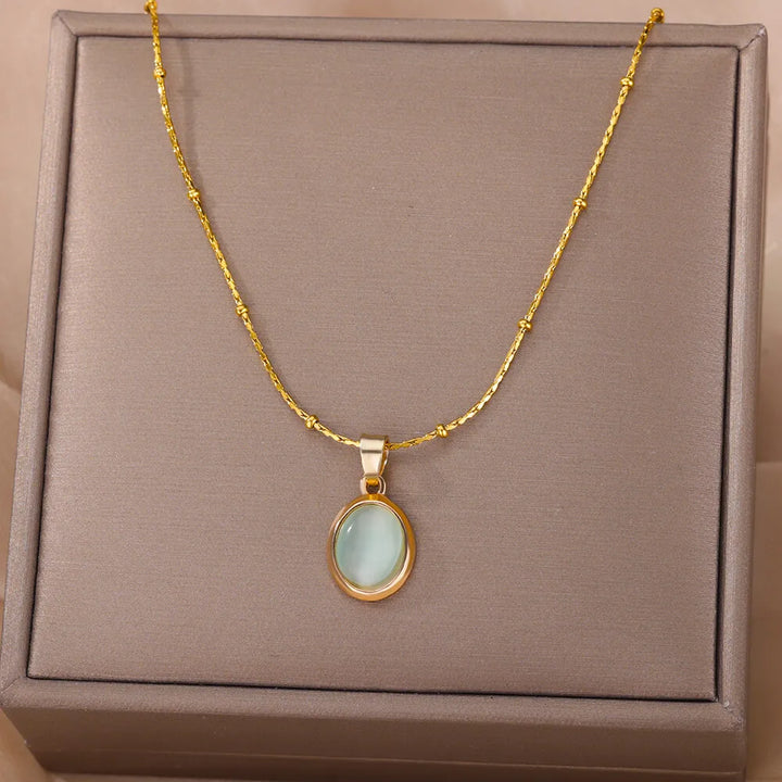 Elise Oval Stone Necklace