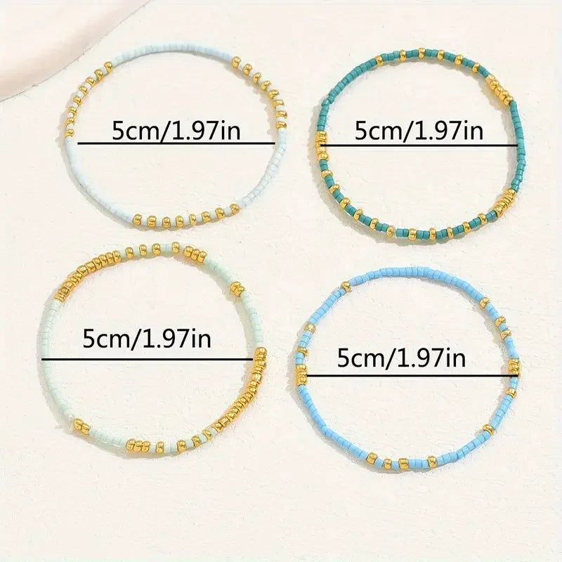 Chic Bohemian Turquoise Beaded Bracelet Set