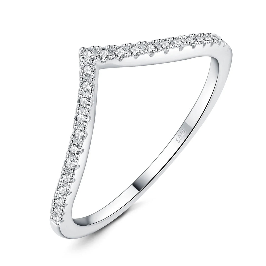 V-Shaped  925 Sterling Silver Moissanite Ring