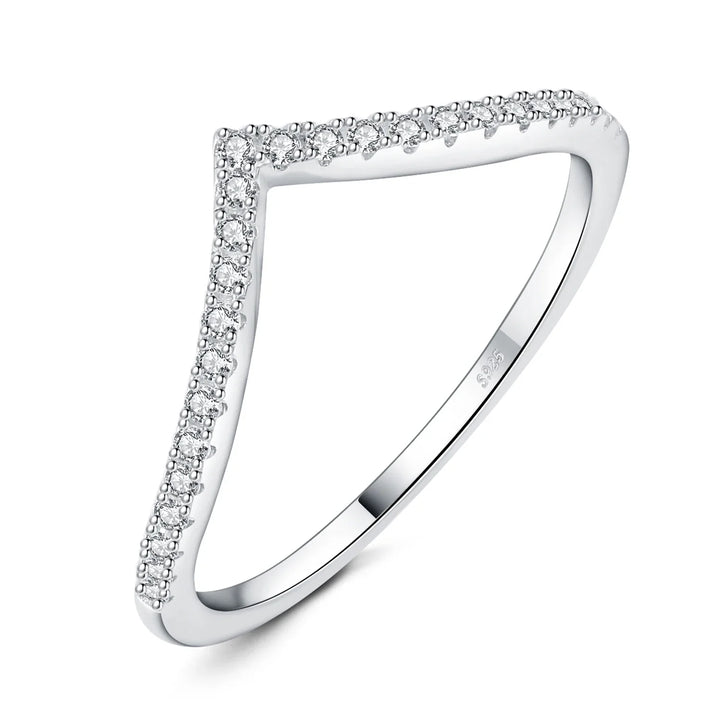 V-Shaped  925 Sterling Silver Moissanite Ring