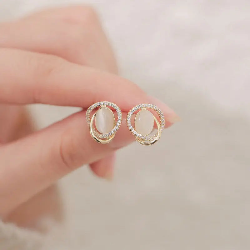 Cecilia Golden Radiance Crystal Frame Stud Earrings