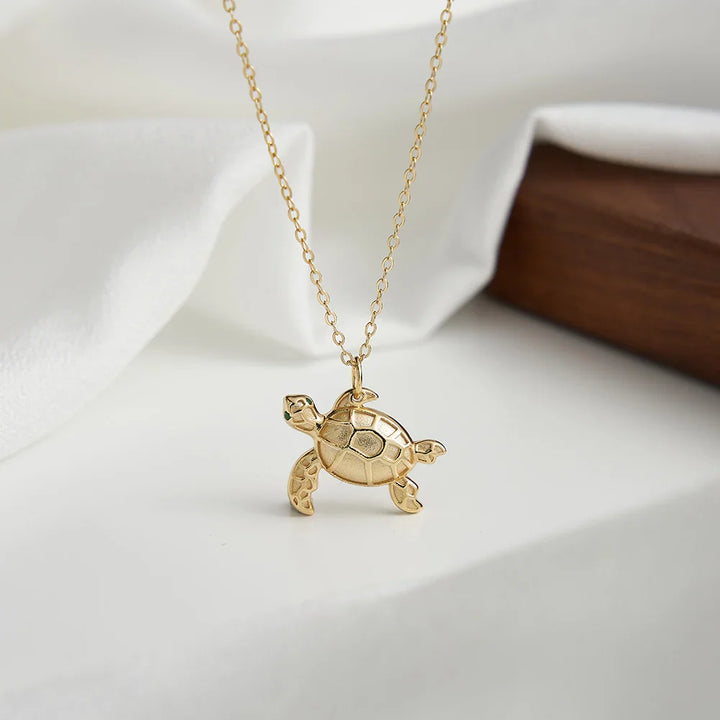 Sea Turtle Charm Necklace | 925 Sterling Silver Turtle Necklace