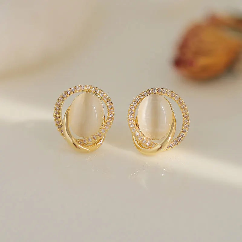 Cecilia Golden Radiance Crystal Frame Stud Earrings