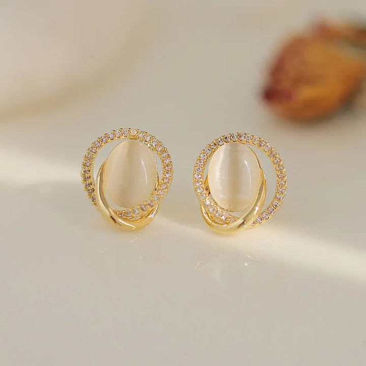 Cecilia Golden Radiance Crystal Frame Stud Earrings